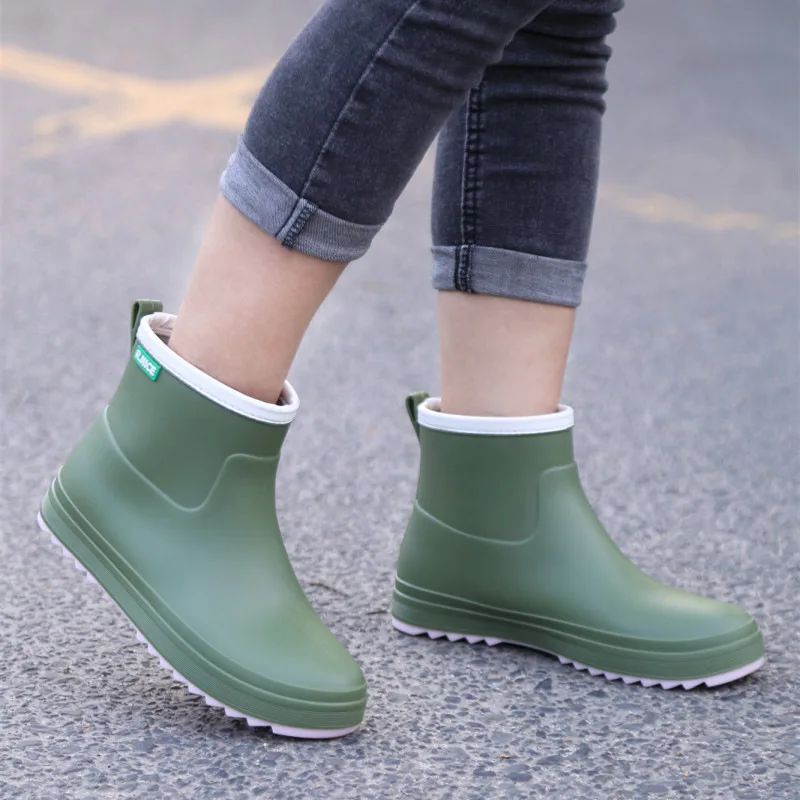 New Fashion Ankle PVC Rain Boots Women's Non-slip Waterproof Working Shoes Ladies Comfortable Water Boots