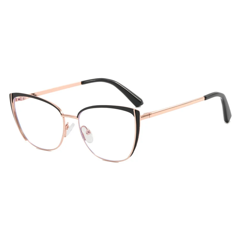 خمر عين القط مكافحة الضوء الأزرق نظارات معدنية إطار نظارات الكمبيوتر البصرية النساء موضة Cateye نظارات النظارات UV400