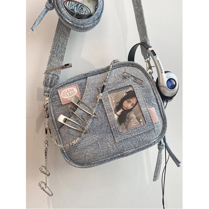 Y2K Vintage Denim Handbag Casual Fashion Canvas Shoulder Bag 2023 Spring New Fashion Crossbody Bag Luxury Japanese Square Bag