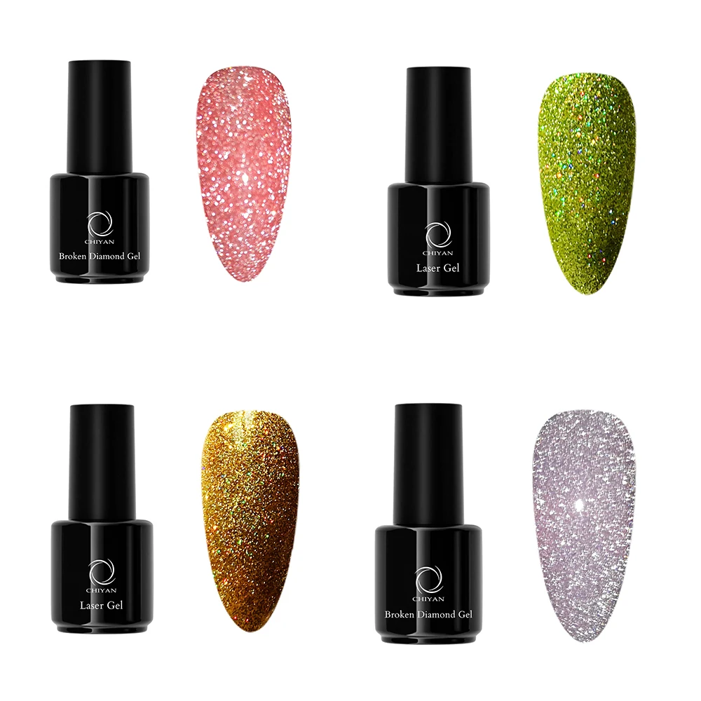 

High Shine Reflective Glitter Broken Diamond Gel Nail Polish With Creat You Own Brand Wholesale Free Sample Gel Top Coat no Wipe