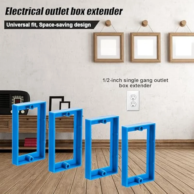 4Pcs 1/2Inch Single Gang Outlet Box Extender,Electrical Outlet Extender Receptacle Extender Outlet Extension Box