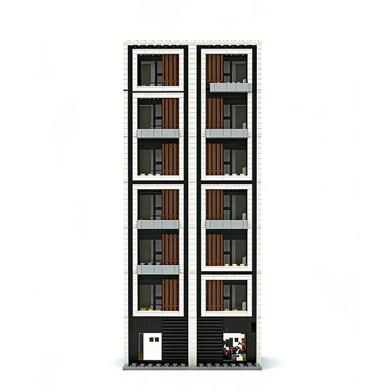 City Street View Modello MOC Mattoni da costruzione Appartamento Residenza Tecnologia modulare Regali di festa per bambini Assemblare giocattoli vestito