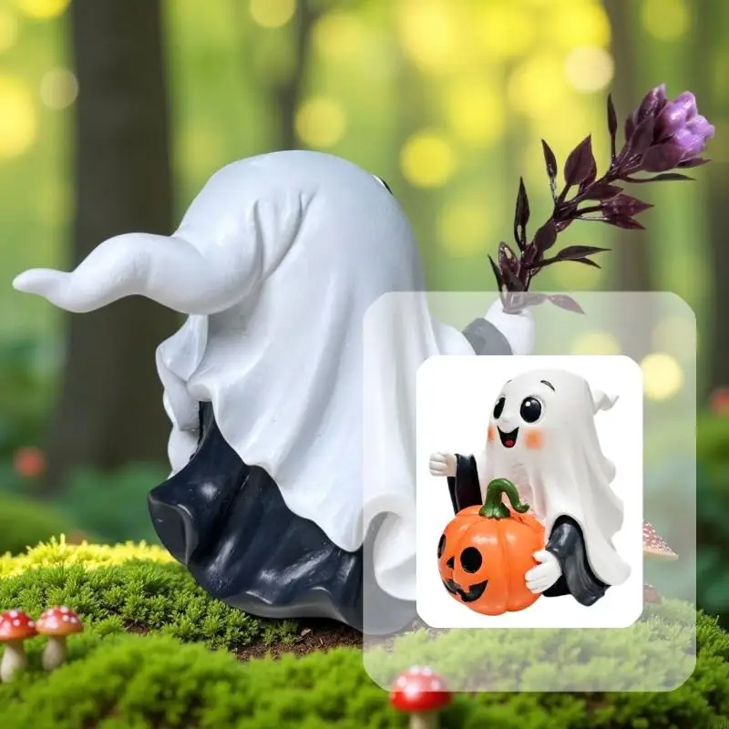هالوين شبح القرع تمثال راتنج يدويا عطلة الديكورات للمنزل حزب داخلي في الهواء الطلق مهرجان مخيف P9YB