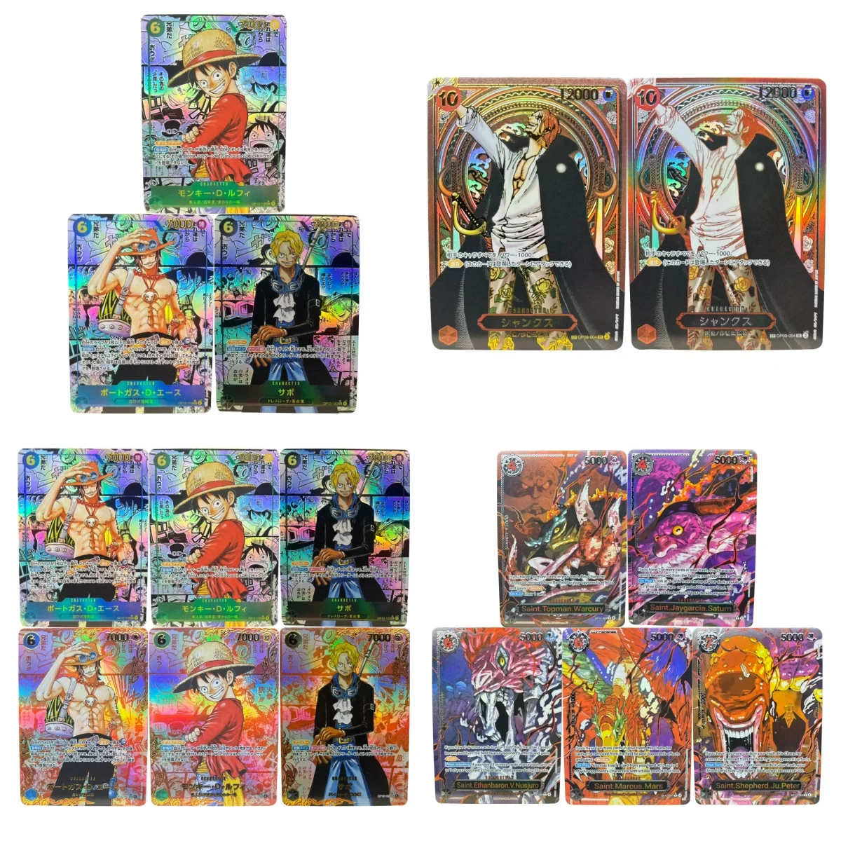 ONE PIECE Collection Cards FIVE ELDERS Shanks Monkey D. Ruffy Sabo DIY Self Made Game Anime Cards Hot Stamping Process