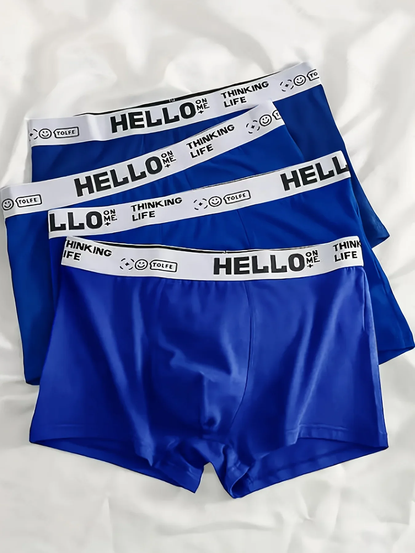 4 PCS Simple Daily Men's Straight-Front Underwear - Dark Blue Color Scheme - All-Season Style - Men's Underwear Set