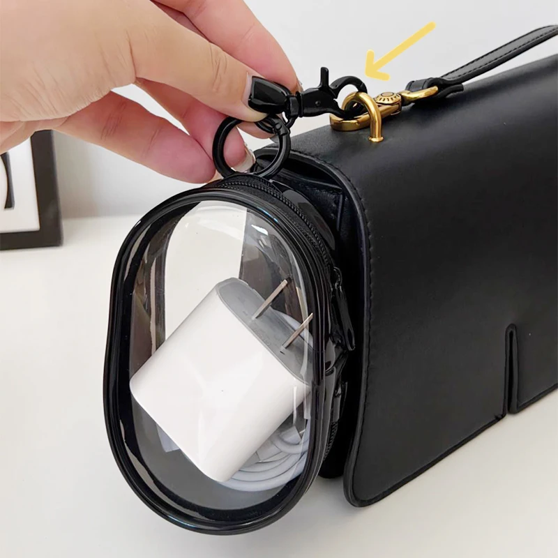 Transparente PVC-Mini-Kosmetiktasche mit Reißverschluss, Schlüsselanhänger-Tasche für Make-up-Pinsel, Lippenstift, Münzgeldbörse, Reise-Aufbewahrungsorganizer – Detail 5