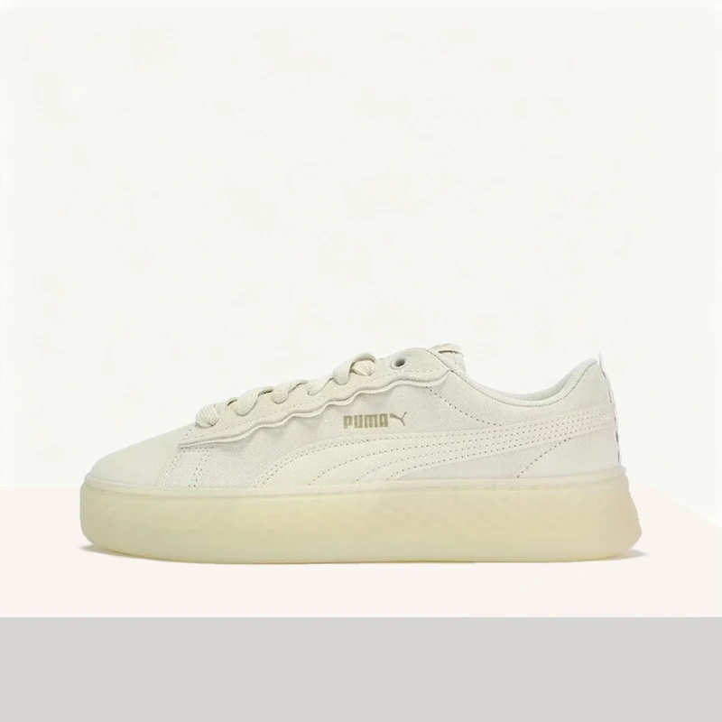 Puma Smash Platform: Simple, Versatile, Comfortable, Soft, Cushioned, Elevated High-Top Sneakers for Women in Beige 406748-02