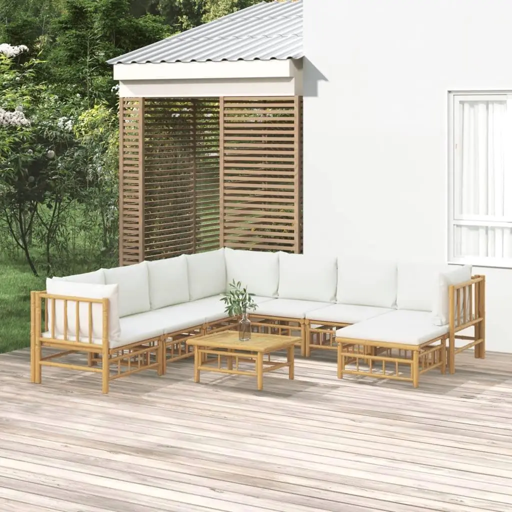 

Garden Lounge Set Cream White Bamboo Medium Modular