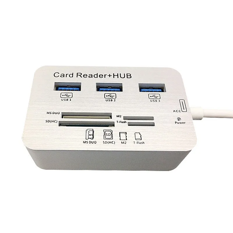 3 Ports USB Hub TYPE C 3.0 HUB+4 Ports Expander TF SD MS,M2 MMC Memory Card Reader Adapter For U Disk PC Laptop Mouse Keyboard