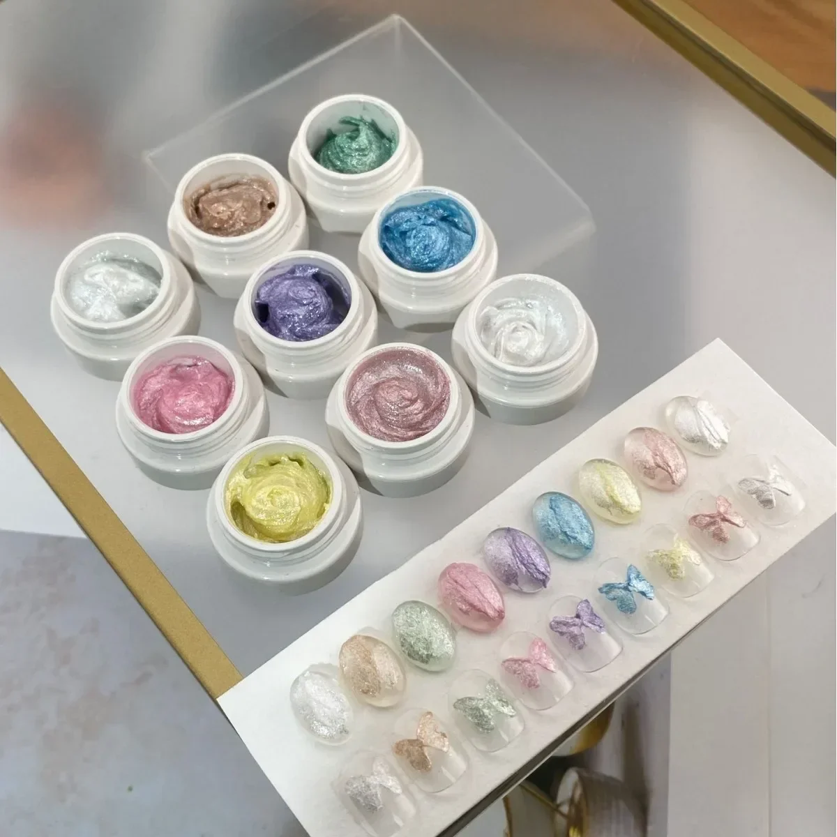 

9colors/set Fairy Powder Cream Gel Nail Polish 2.5ml Color Texture Paste Texture Three-dimensional Modeling Glue Nail Art Design