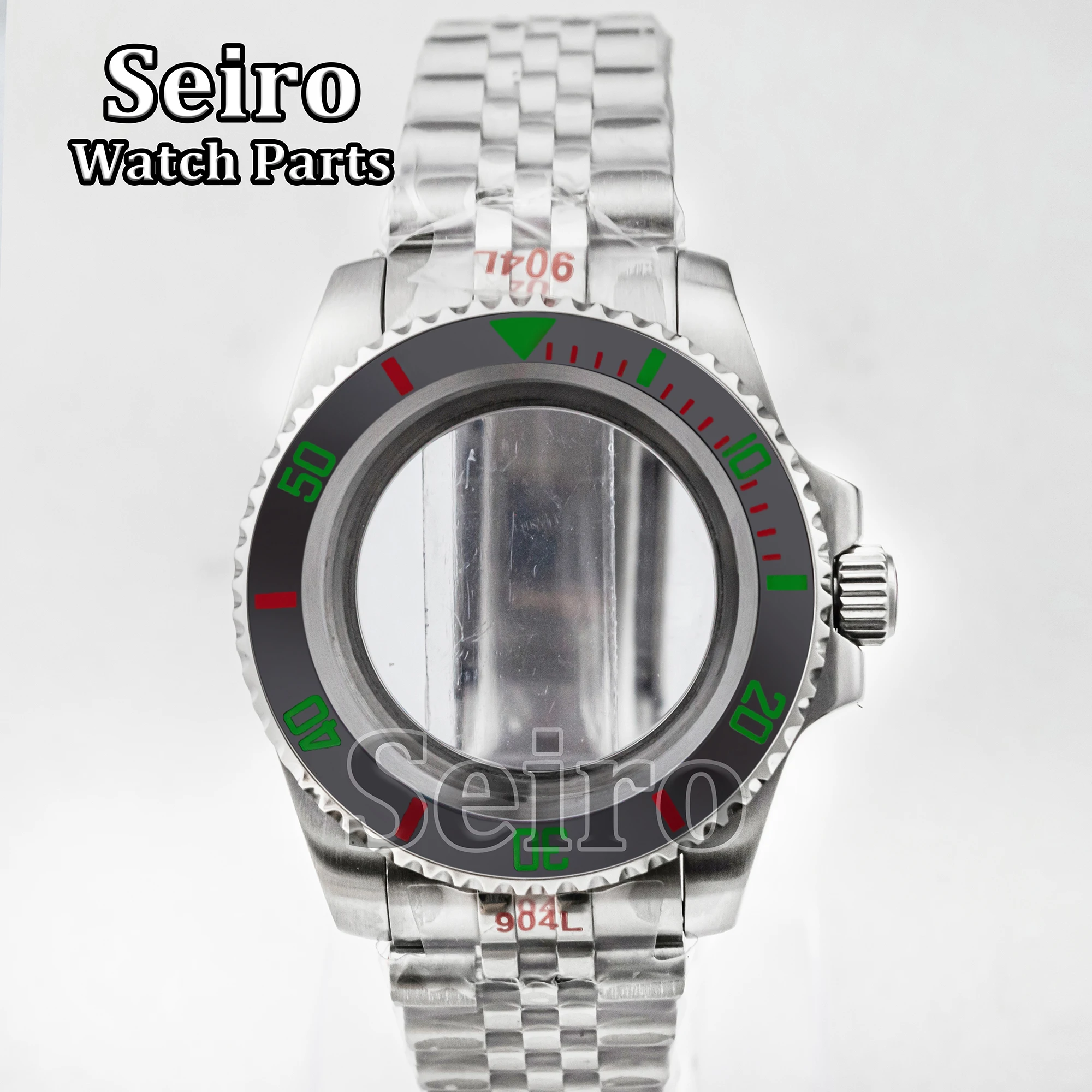 

40MM NH35 Watch Case Jubilee Strap Sapphire Glass Stainless Steel 10ATM Waterproof for SUB NH34 NH36 Movement