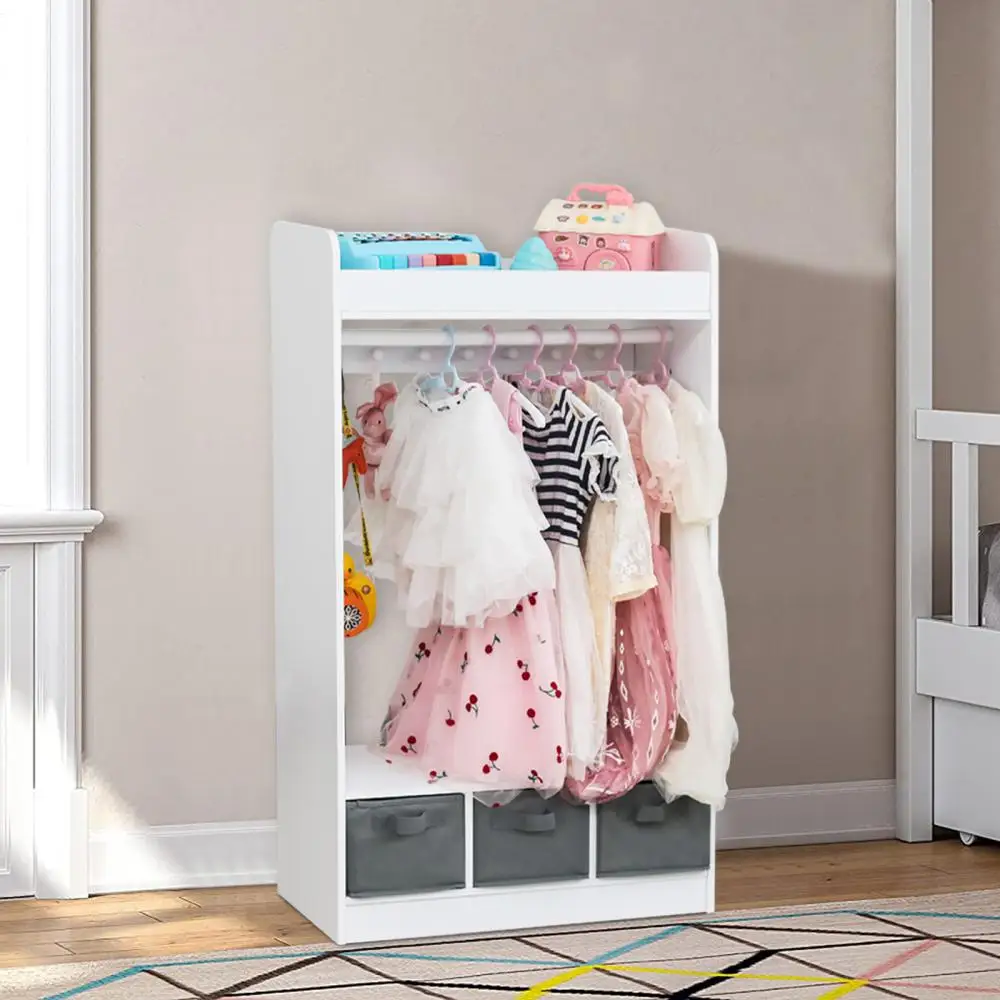 Kids Wardrobes Simple Dressers Cube Drawer Storage Locker Rack Open Hanging Clothes Cabinet Costume Organizer Bedroom Furniture