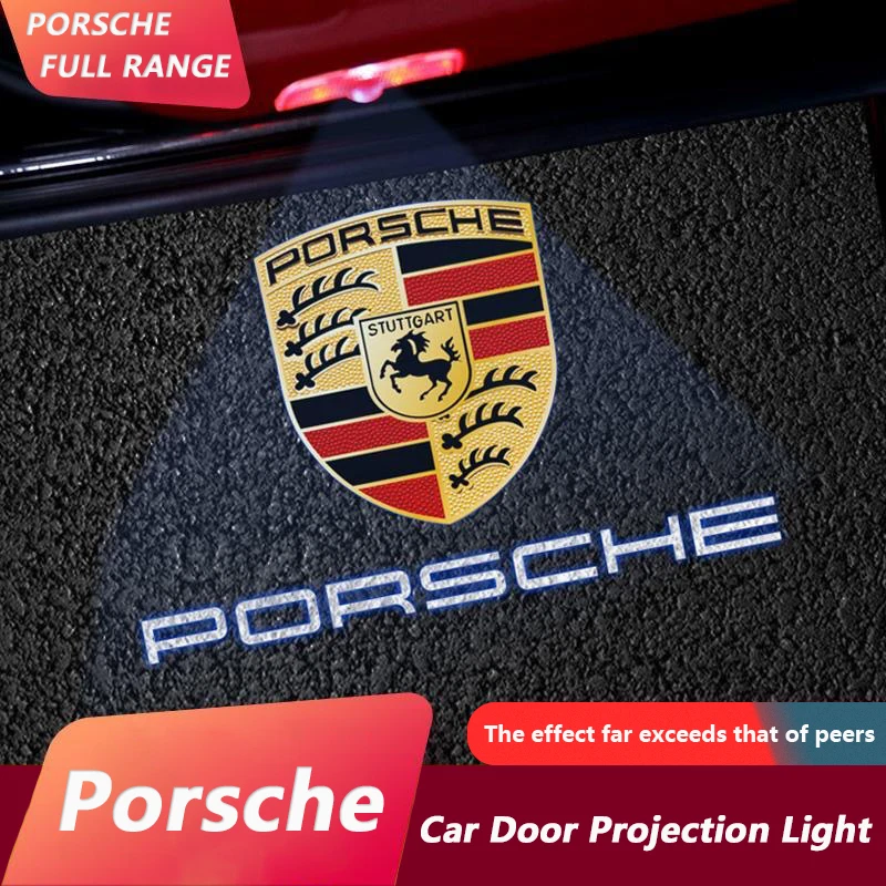 Car Door Projection Light LED Decorative Lamp Accessories For Porsche Panamera Cayenne 911 718 GT3 Macan Taycan Boxster Cayman