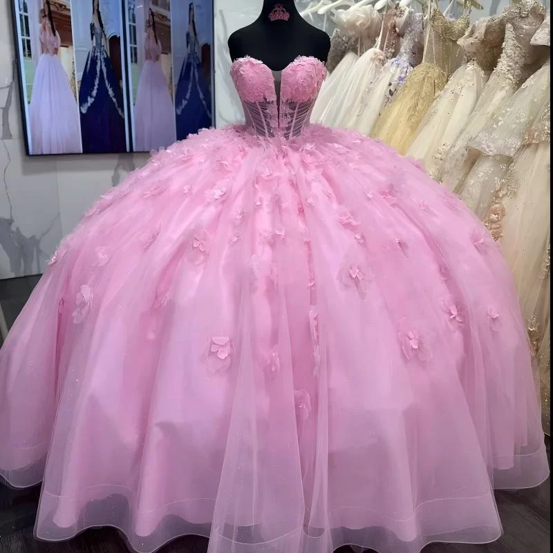 

Pink Party Dress Strapless 15 Quinceanera Dresses Ball Gown Formal Birthday Gown 15 Year Old Dress For Quinceanera Customized