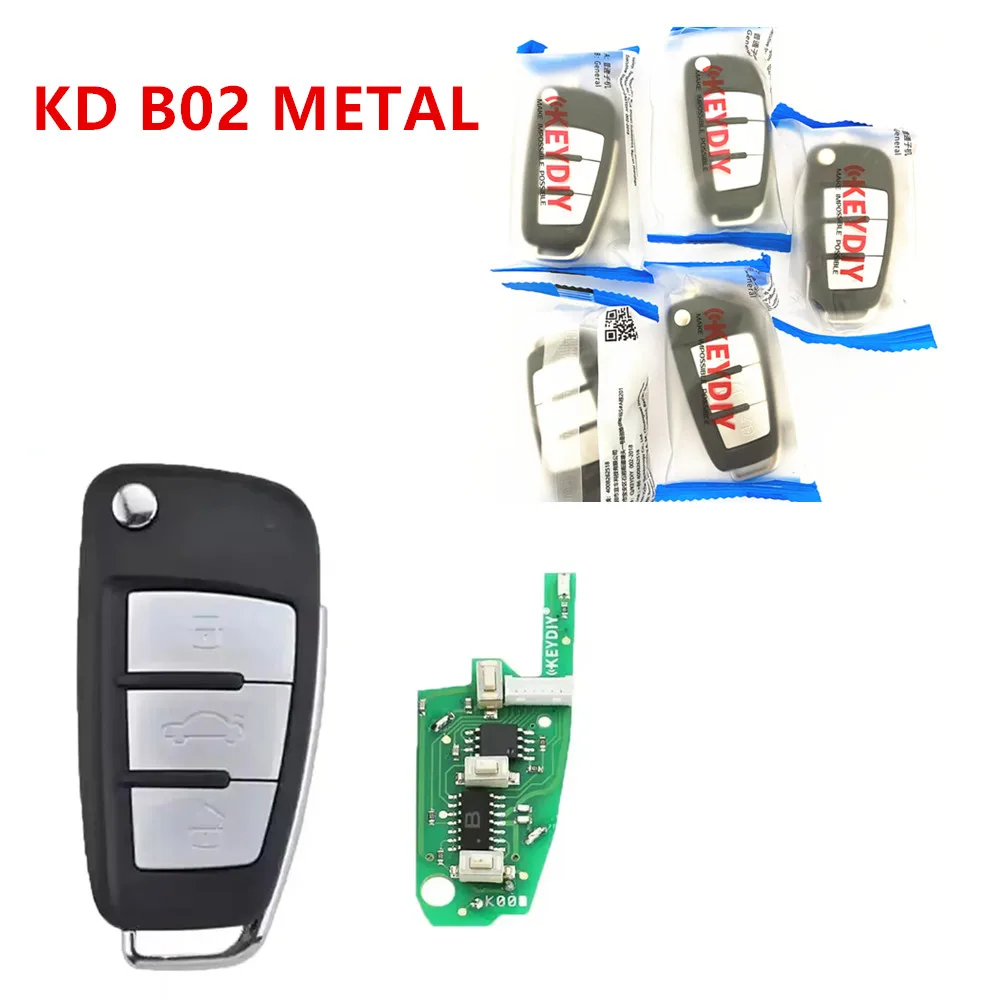 

1/5pcs NEW KEYDIY B02 Metal KD Car Remote Key 3 Buttons B Series for Audi A6L Style Remote keyfor KD900 KD900+ URG200 KD-X2 Mini