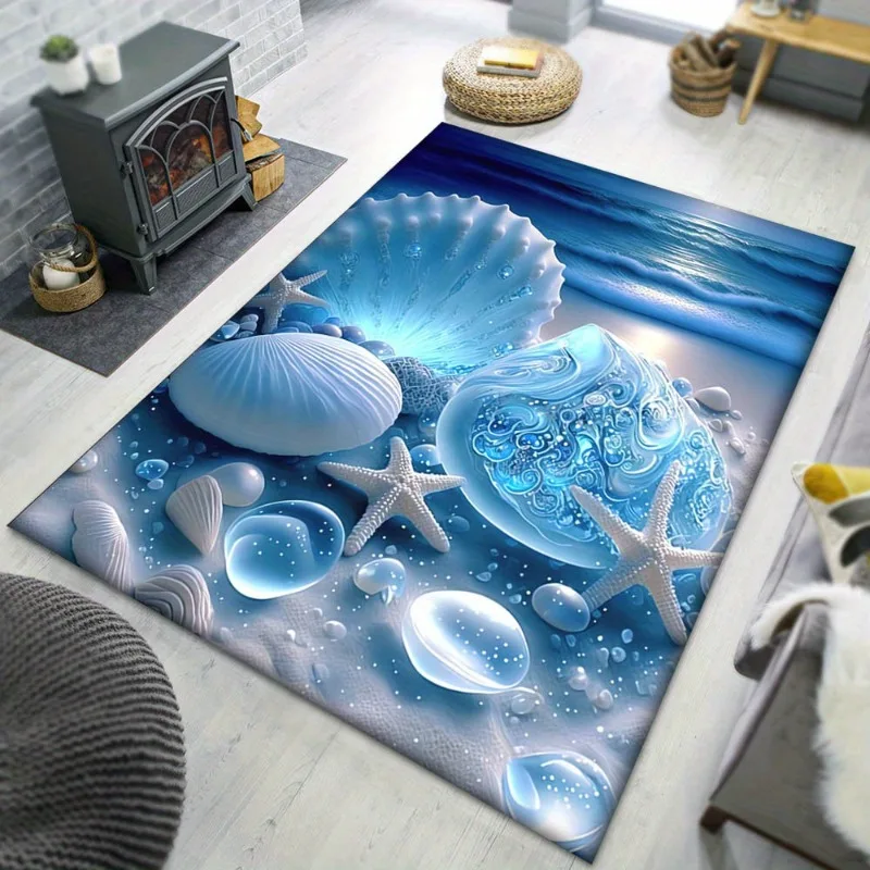 

2025 New Starfish Beach Shell Sea Star Sand Carpet Rug for Living Room Bedroom Home Sofa Decoration,Kids Play Non-slip Floor Mat
