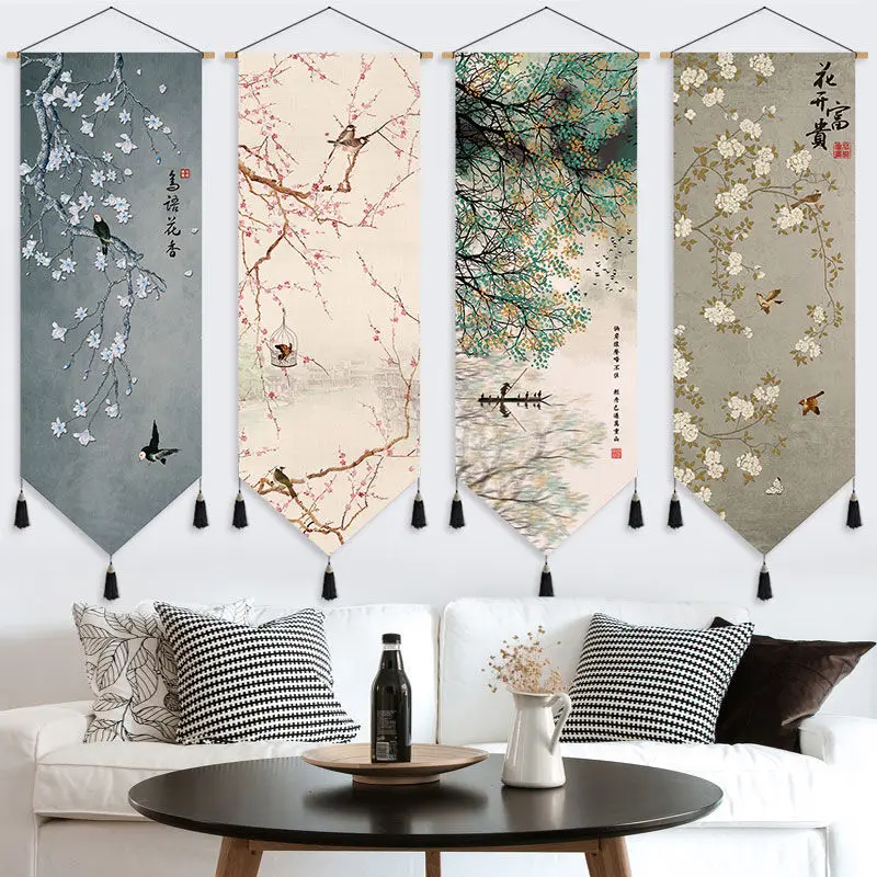 Flowering & Fortune Textured Fabric Tapestry Wall Hanging, Modern  Background Wall Decor for Bedroom Living Room Home Decor​