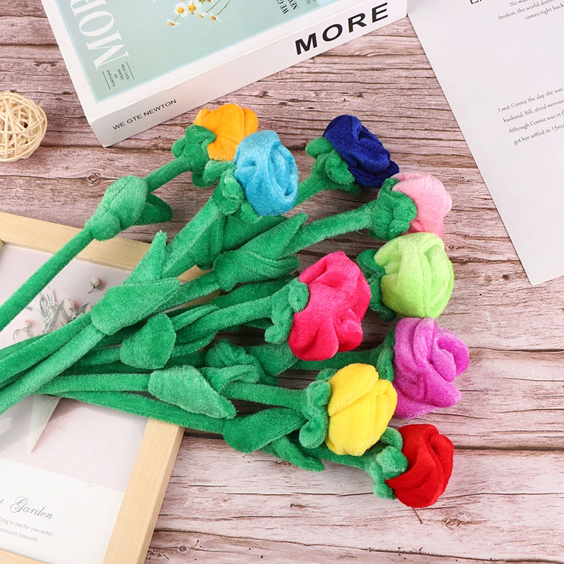 1Pc Cartoon Rose Flower Stuffed Soft Plush Toy Creative Curtain Buckle Home Decoration Christmas Valentine\'s Day Gift For Girls