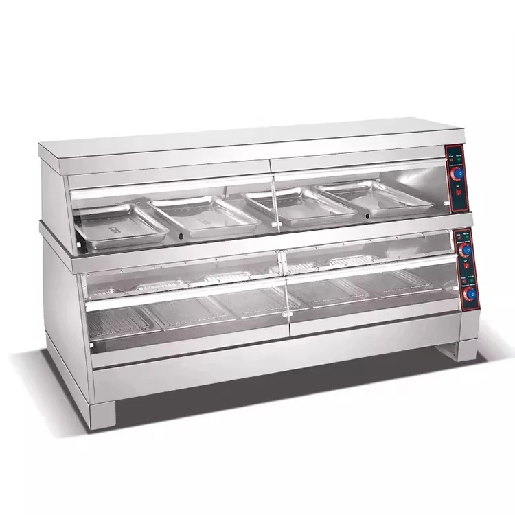 1200mm Commercial Heated Display Cabinet Pie Warmer Hot Food Showcase Fried Chicken Food Display Warmer
