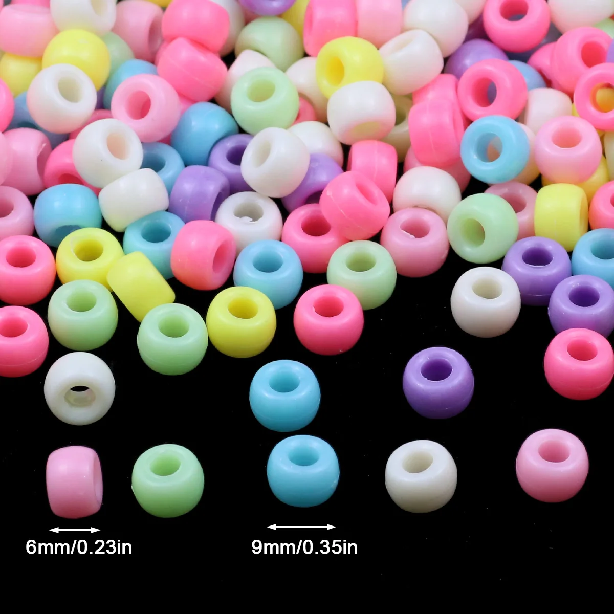 6x9mm 1000 Pcs Coloured Acrylic Pony Bead Set With Large Holes - Great For DIY Necklaces Bracelets Keychains And Craft Projects image 4