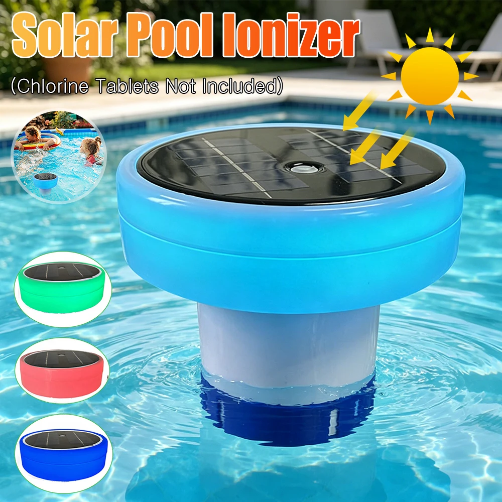 Solar Pool Ionizer Light Up Chlorine Holder 7 Colors Chlorine Tablets Floater Adjustable  Delivery for Pool Spa Hot Tub