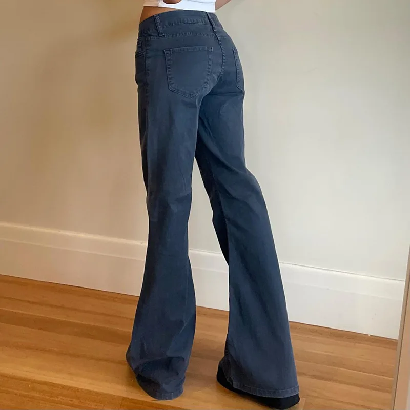 

2024 Early Autumn American Low Rise Denim Micro Flared Simple Casual Pants, Street Style Spicy Girl Women's Clothing