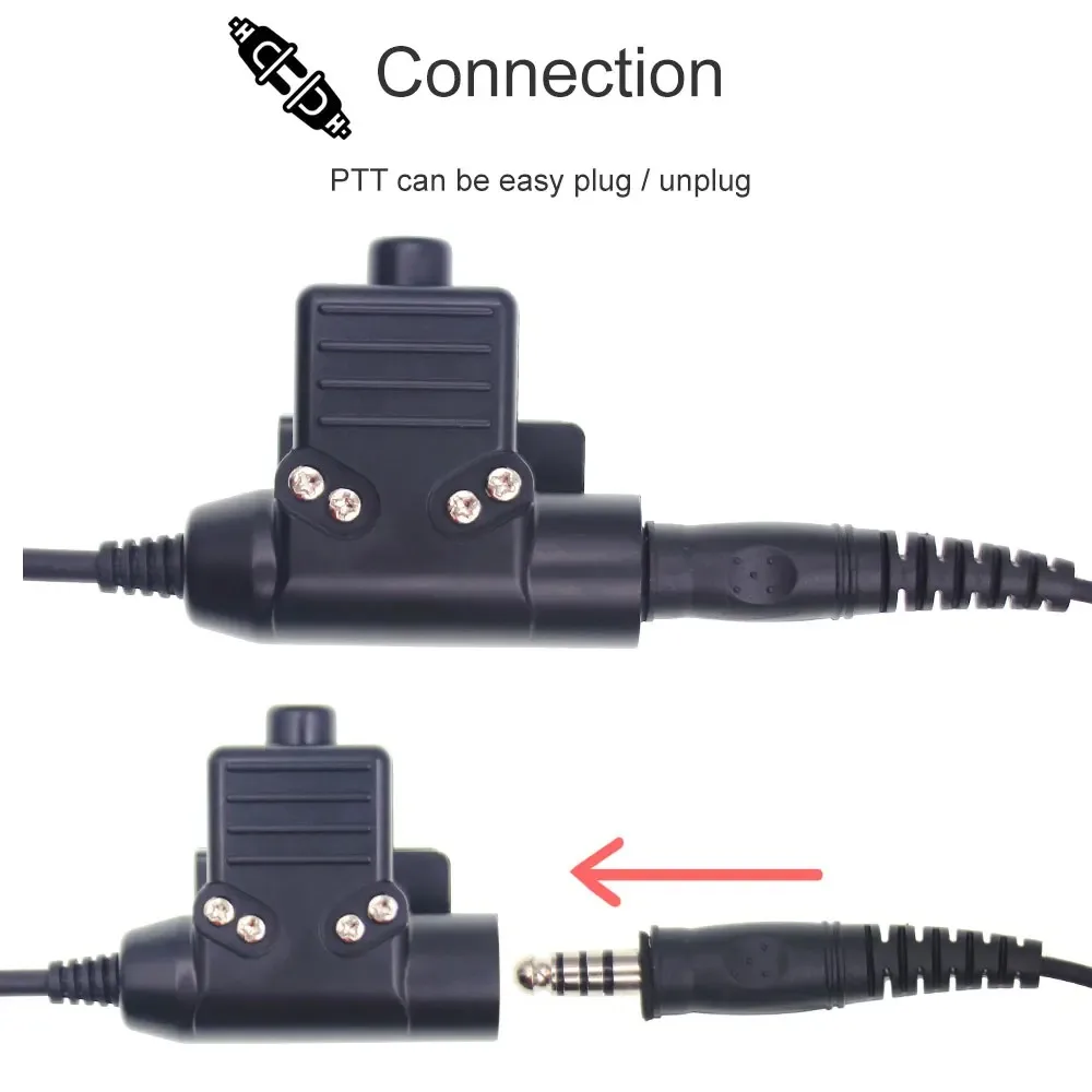 2024 Baofeng K Interface PTT Adapter U94 Interphone Launching Switch Button Assembly Push To Talk Earphone Headphone Adapter