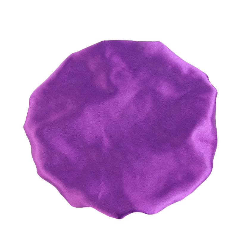 3 TEILE/LOS Frauen Satin Nacht Schlaf Haar Kappen Breites Band Feste Elastische Motorhaube Kopf Abdeckung Schlafen Hut Dusche Kappe Haar Zubehör – Detail 4