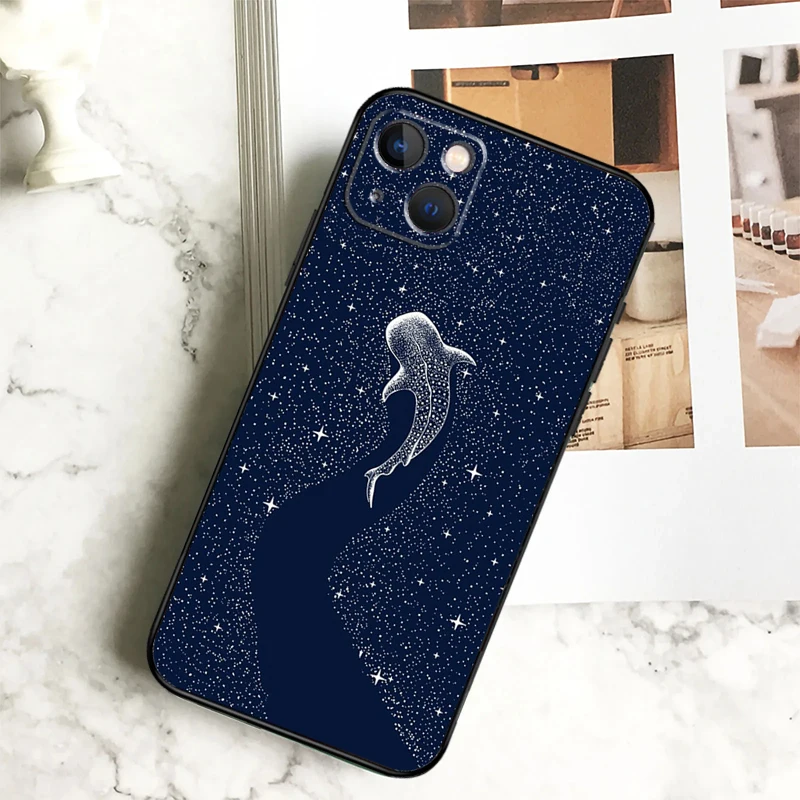 Starry Orca Whale Shark Phone Case For iPhone 15 16 14 Plus 13 12 Mini 11 Pro Max X XR XS Max 7 8 Back Cover