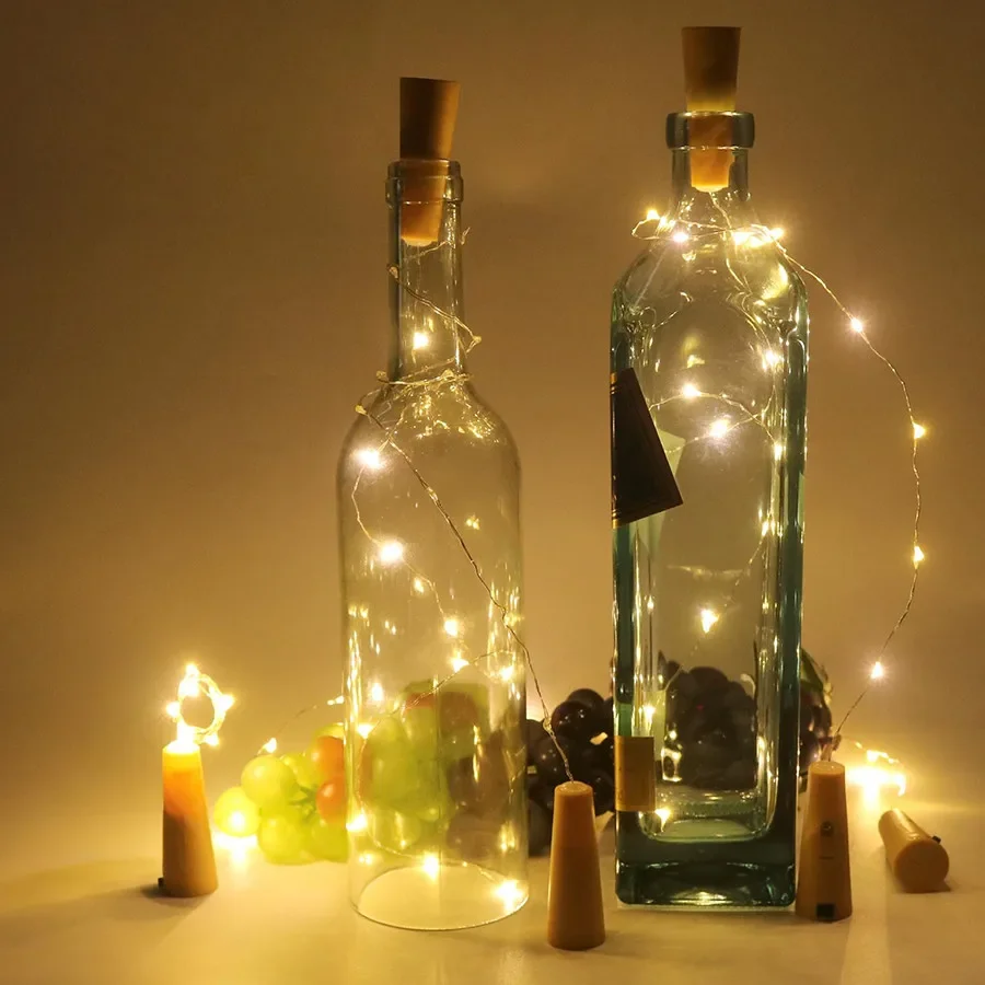 2M 20LED Wine Bottle Lights with Cork LED Christmas String Lights battery Powered Copper Wire Fairy Lights Decor Wedding Xmas