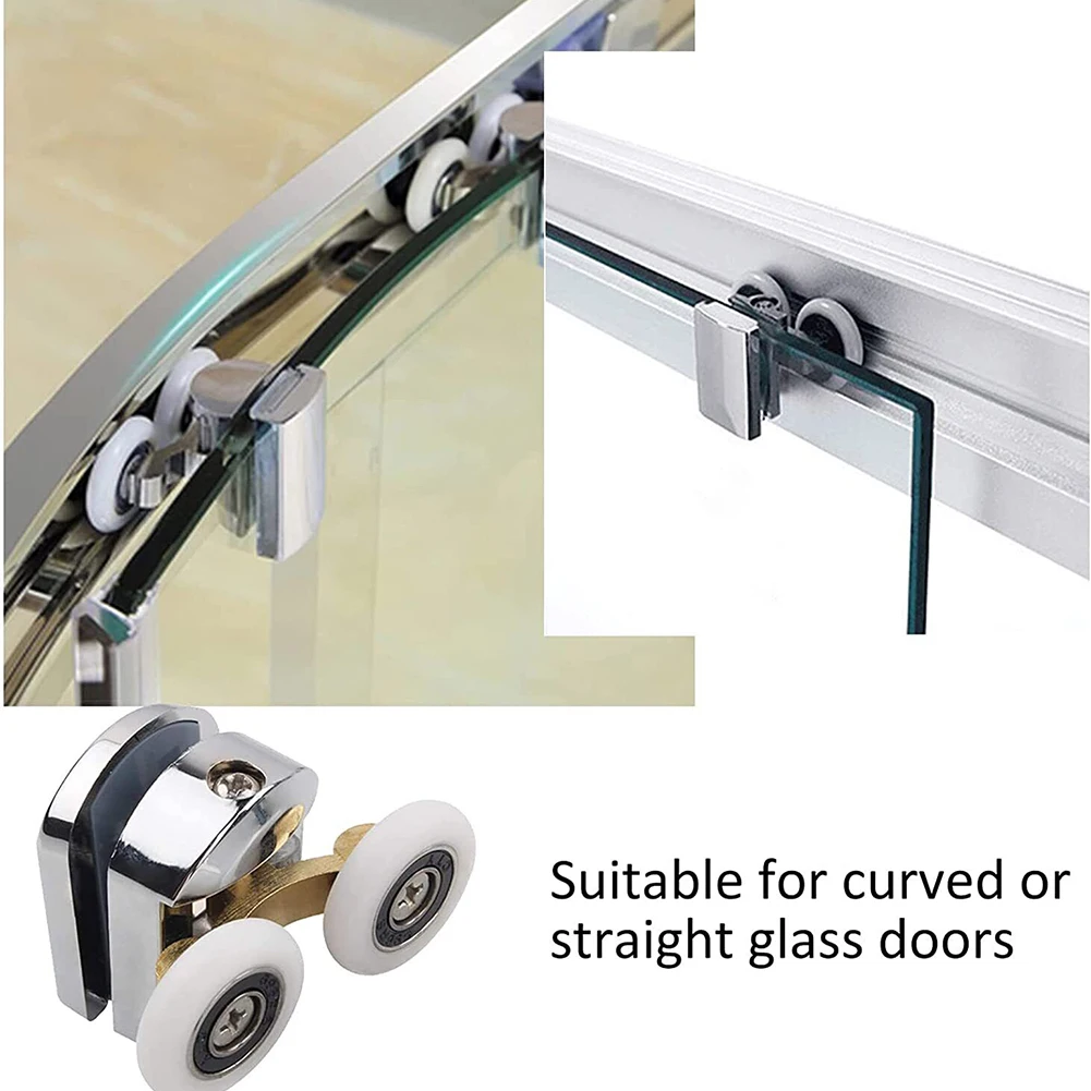 

Glass Shower Doors Pulleys 23mm 4pcs ABS + Zinc Alloy Silver Partition Sliding Door Single Shower Door Rollers