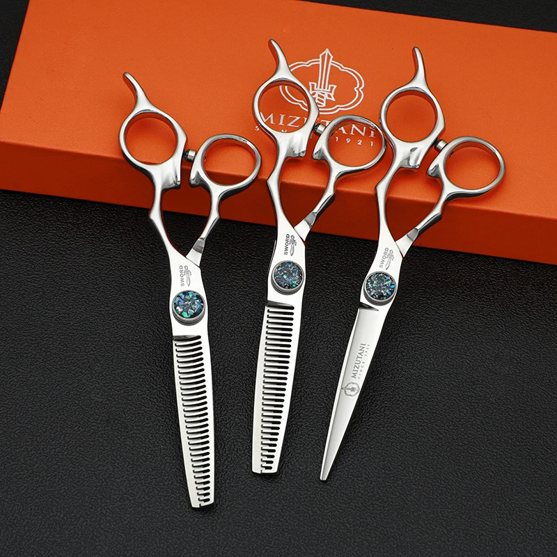 Professional Hair Cutting Scissors VG10 Flat Cutting Seamless Thinning Teeth Shears Set Hairstylist 6.0 Inch VG10