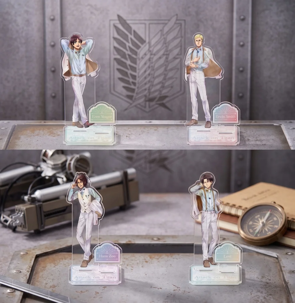 Attack on Titan Acrylic Stand Figure Eren Levi Erwin Hange Party Suit Cosplay Desktop Decor Keychain Acrylic Standee Gift Toy
