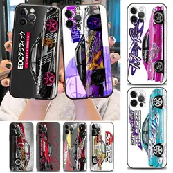 Tokyo JDM Drift Sports Car Phone Case for iPhone 14 15 Plus 11 12 13 15 14 Pro Max Mini Xs XR 7 8 Case Black Soft Silicone Cover