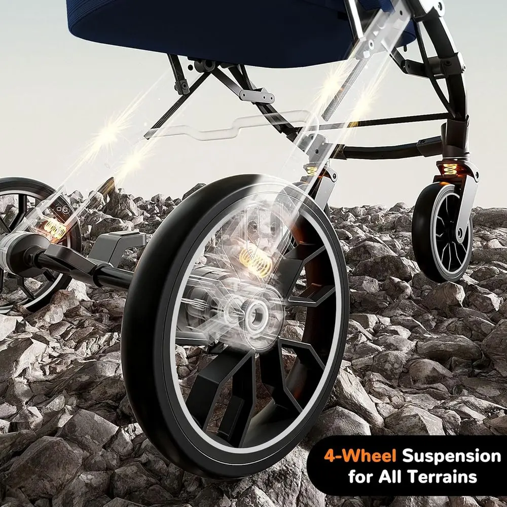 Carrinho com capa à prova de intempéries, carrinho todo-o-terreno de 4 rodas para cães e gatos com dossel ajustável, carrinhos dobráveis para cães com sto