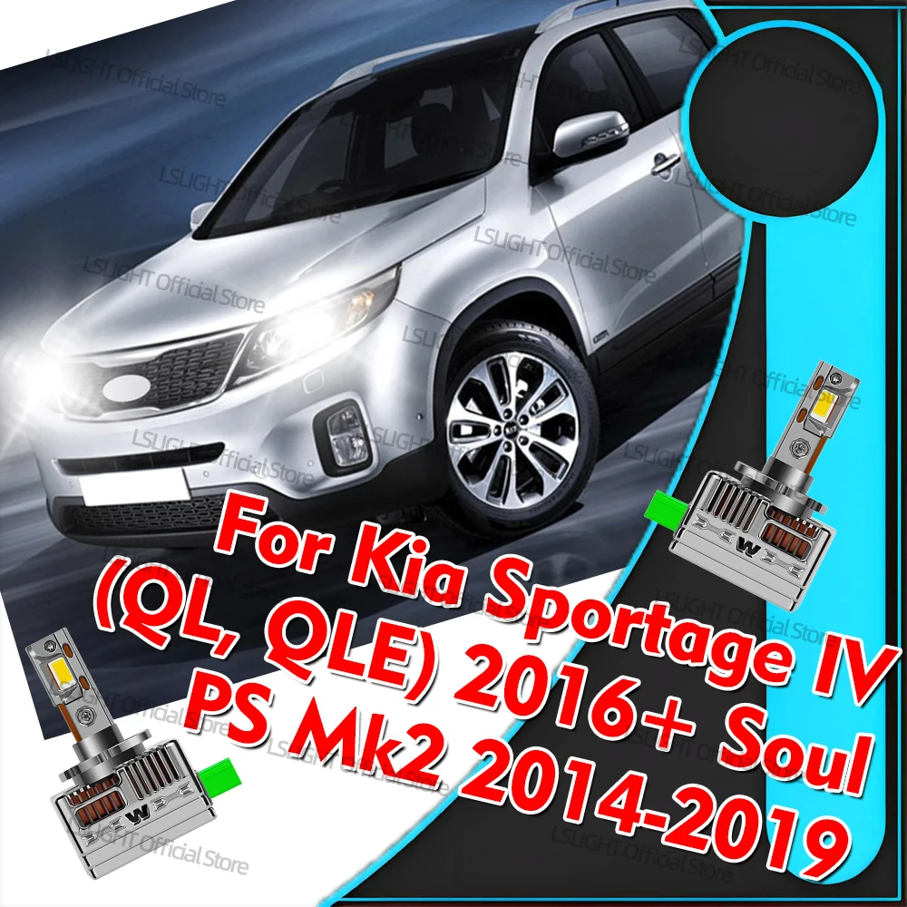

2x HID To LED Headlights 30000LM Super Brightness D3S D3 Bulb For Kia Sportage IV (QL, QLE) 2016-2025 Soul PS Mk2 2014-2019 2018