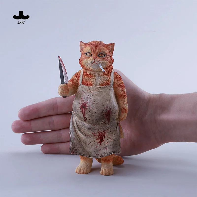 JXK 1/6 مقياس جزار القط مع المئزر الراتنج هريرة نماذج للحيوانات ل 12 ''عمل أرقام الدعائم هدية مزخرفة #3