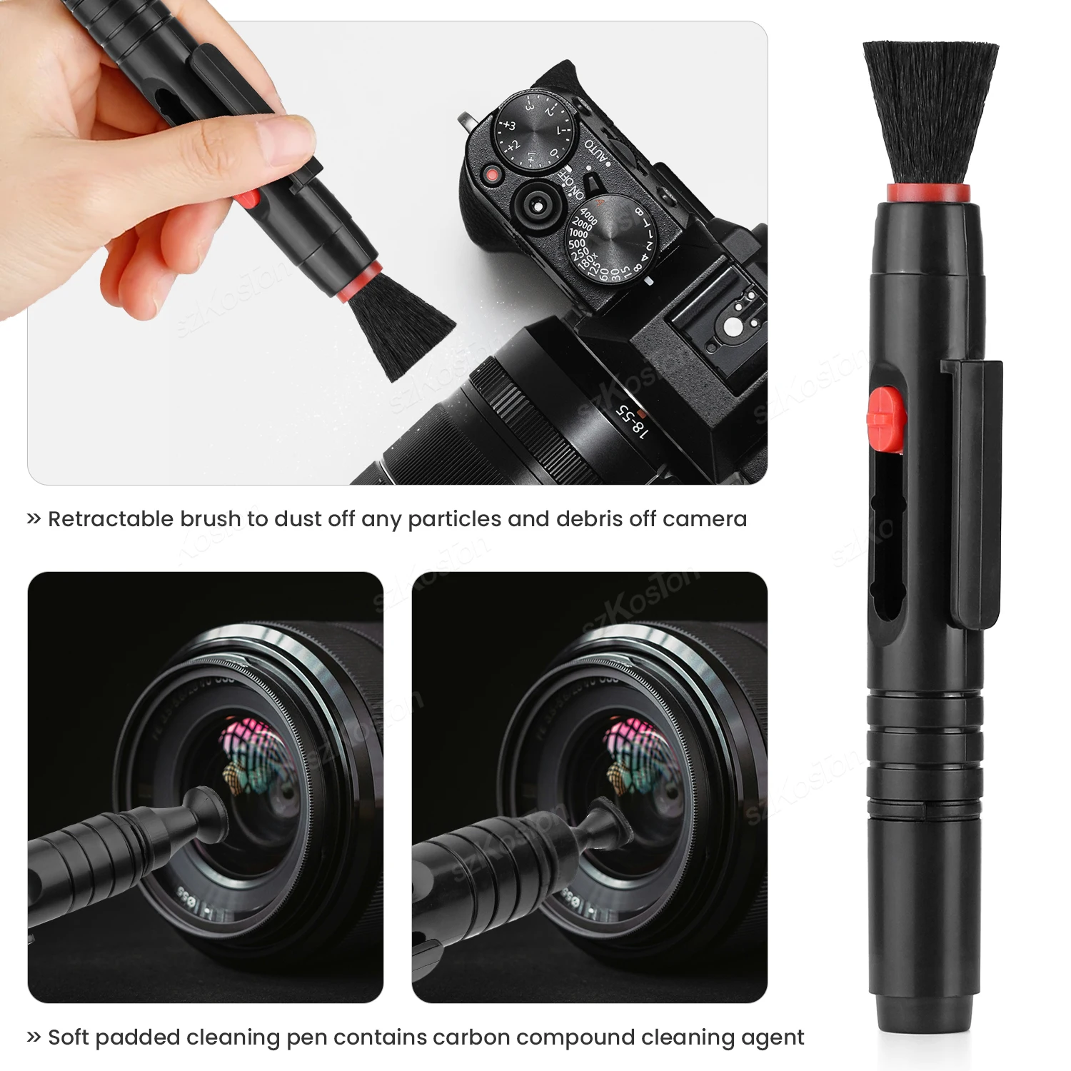 Lens Cleaning Pen with Soft Brush Double-Sided Carbon Head for Camera Lens Optical Lens Glasses PS4 PS5 VR Headset Cleaning