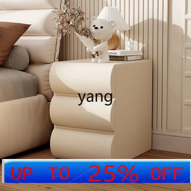 

LH semi-circular curved drawer Italian bedside table simple modern ultra-narrow bedroom solid wood small side cabinet
