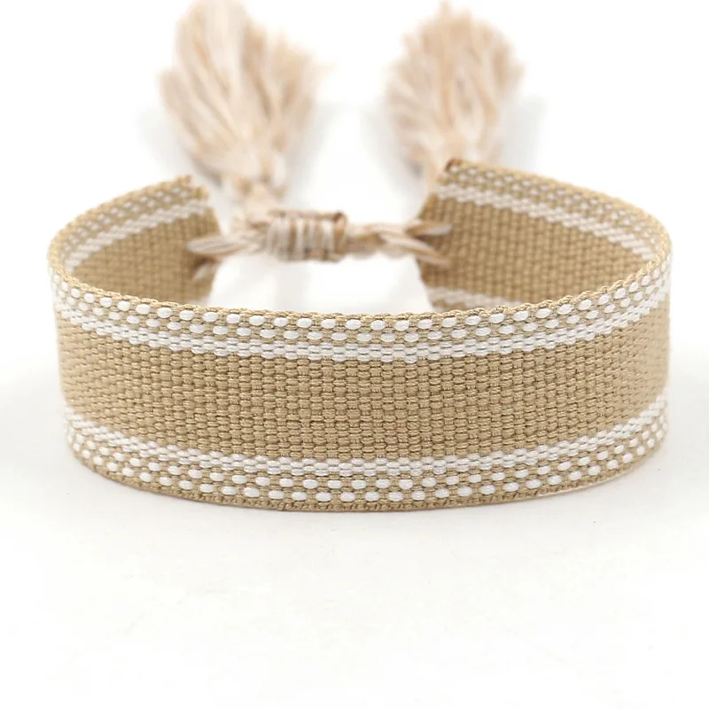 Ethnische Persönlichkeit geflochtenes Stoff armband für Frauen böhmischen verstellbaren Armband hand gefertigten Handgelenk Armband Quaste Modeschmuck – Detail 7