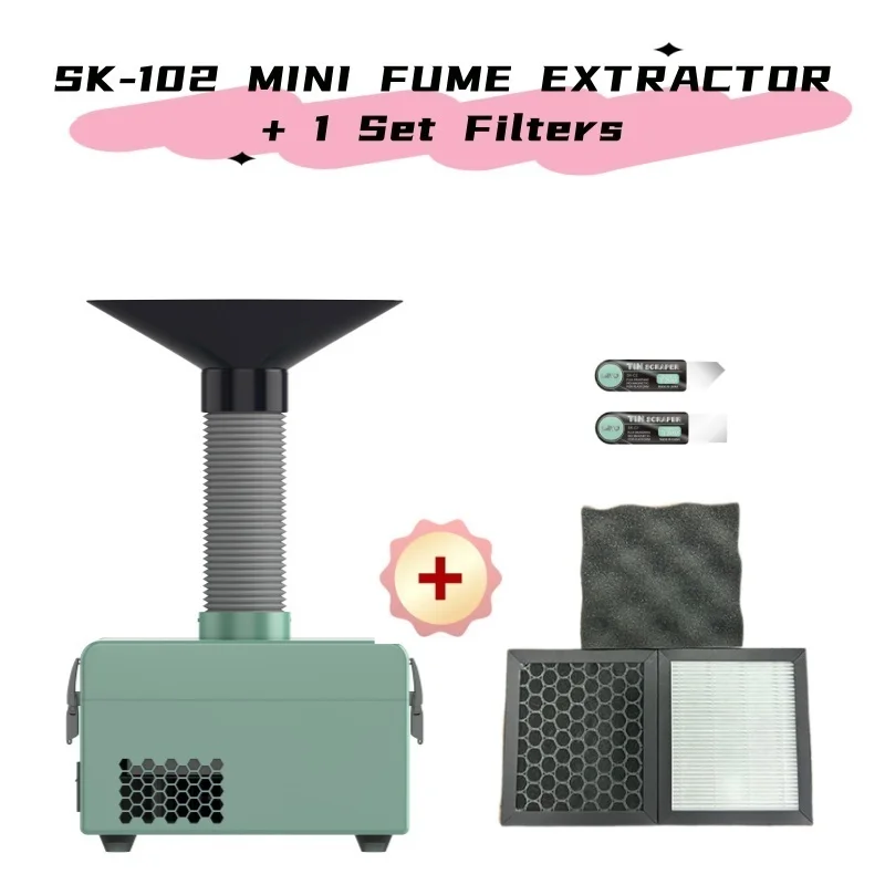 SIKO SK-102 Solder Iron Smoke Absorber ESD Fume Extractor Smoking Instrument With 3pcs Addition Activated Carbon Filter Sponge