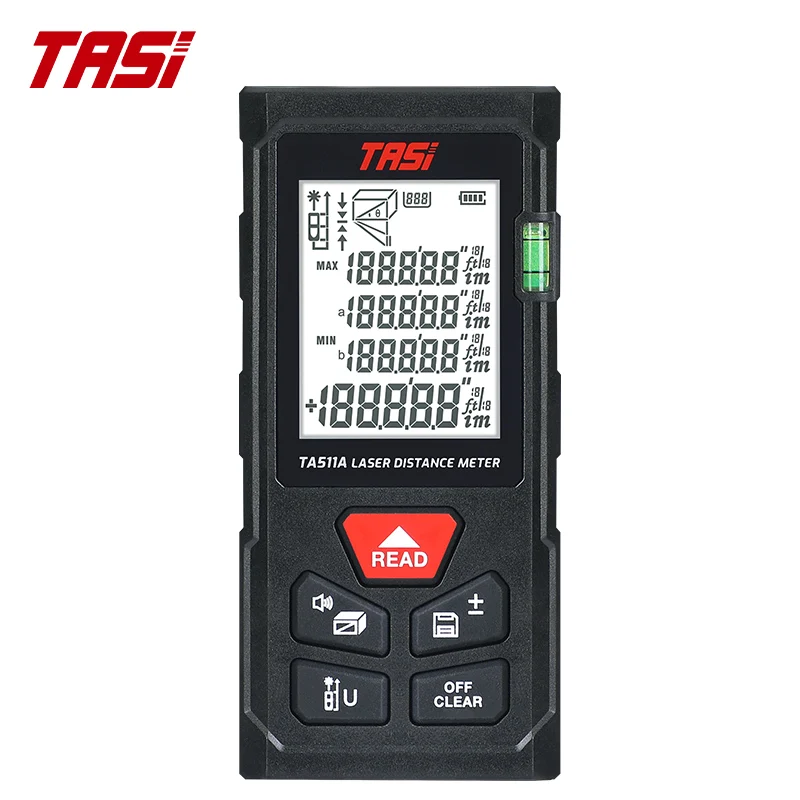 TASI TA511A/B/C MS100 Laser Distance Meter Rangefinder M Ft In Digital Laser Range Finder with Self-calibration & Data Storage