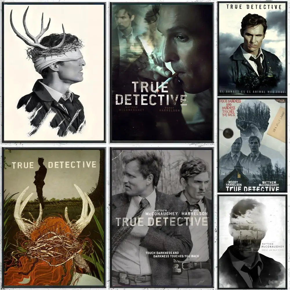Classic Movie T-True D-Detective Poster High-Quality Waterproof Wall Decal for Study, Living Room & Garage, Great Gift for Fans
