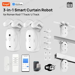 Tuya Smart Curtain Robot Curtain Motor 3-in-1 Tuya APP/Remote control Timed switch, Pull-to-start For Roman T U Tracks