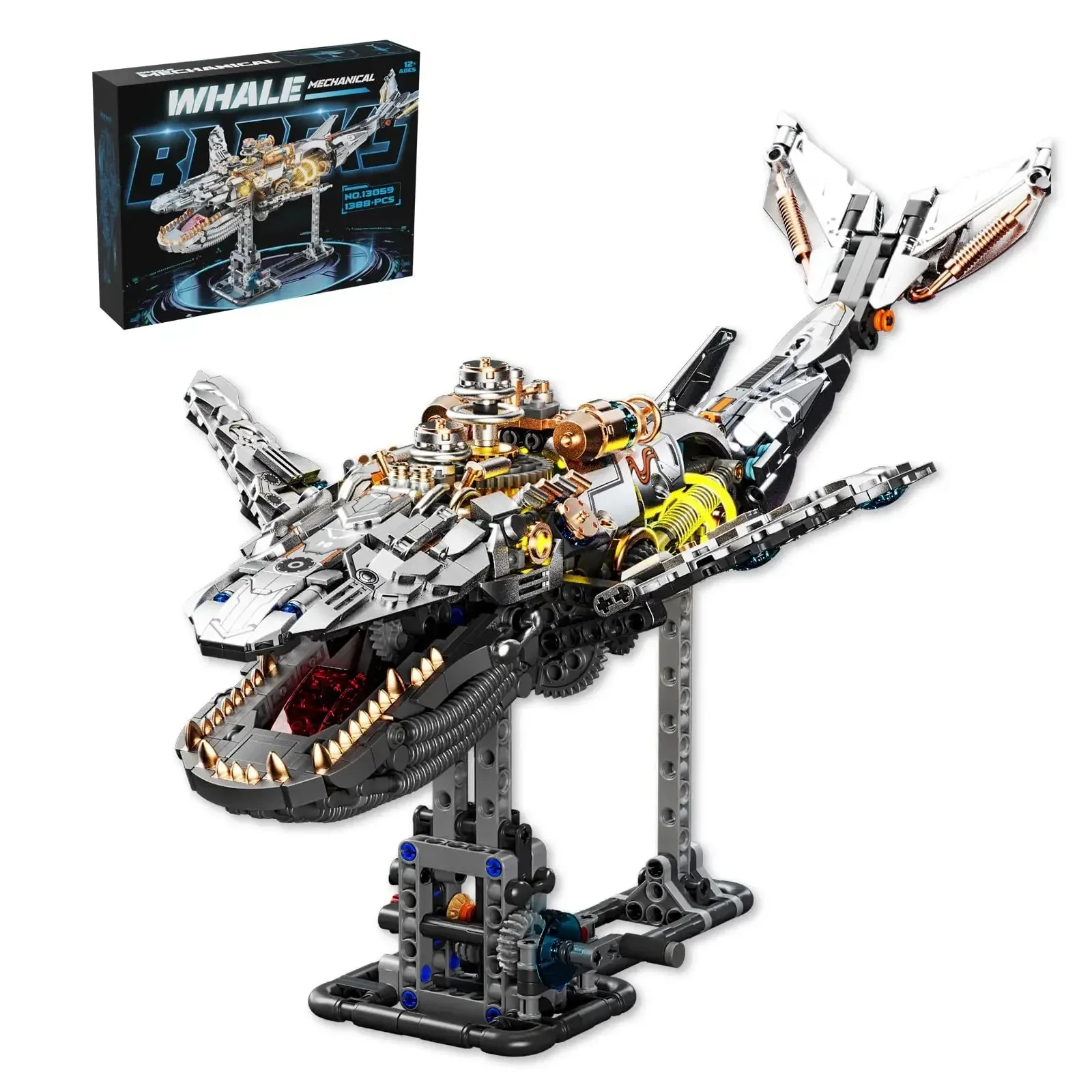 

Creative Mechanical Whale Building Blocks, Ideals Sea Animal Marine Organism with Light Model, STEM Sensory Toy for Kid Gifts