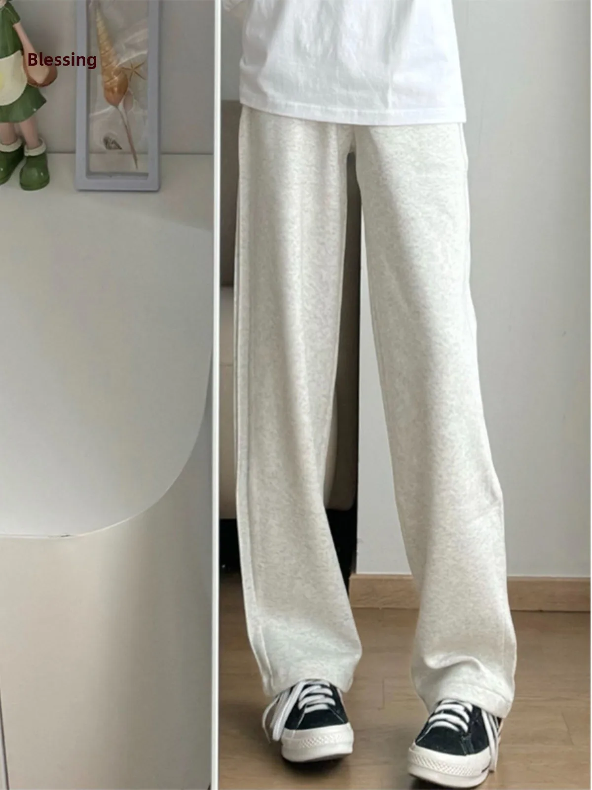 بنطلون رياضي رمادي مطوي مخطط للرجال موضة ربيع الخريف ماركة سكين إيدج أمريكي ريترو مستقيم بنطلون طويل غير رسمي