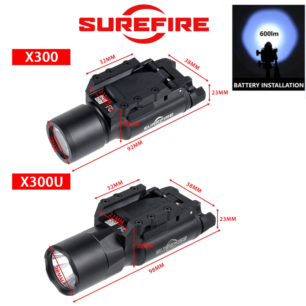 SureFire X300 Ultra Tactical Flashlight And Holographic Red Dot Sight Scope Optics Collimator Combo Fit 20mm Rail Airsoft view 4