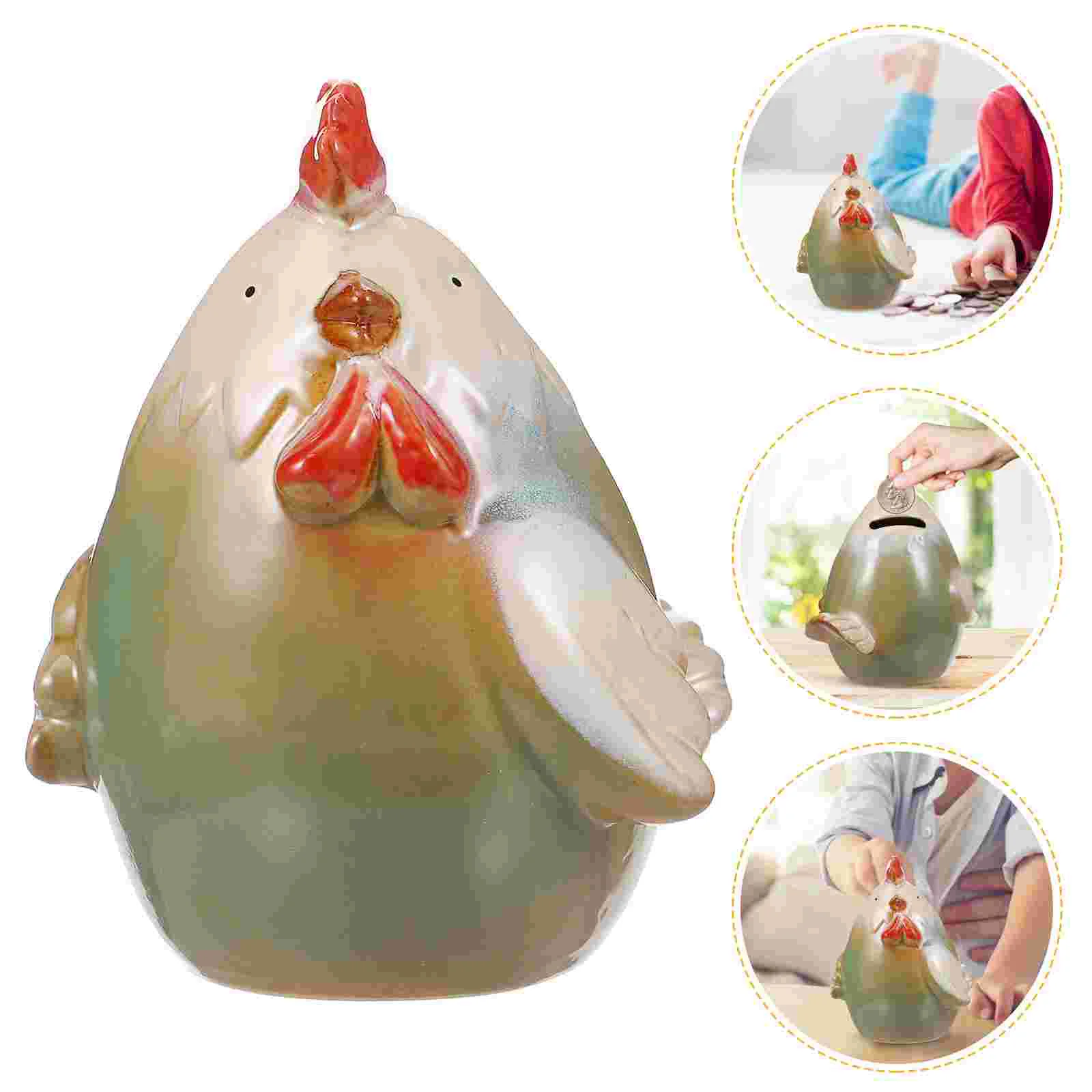 

Piggy Bank Practical Ceramics Saving Pot Dining Table Chicken Shaped Home Decorative Creative