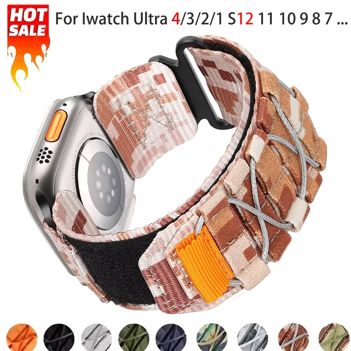 Taktisches Nylonarmband für Apple Watch Ultra 4/3/2 49 46 42 45 44 41mm Sportarmband Iwatch Series 12 11 10 9 8 7 6 SE 5 4 Armband
