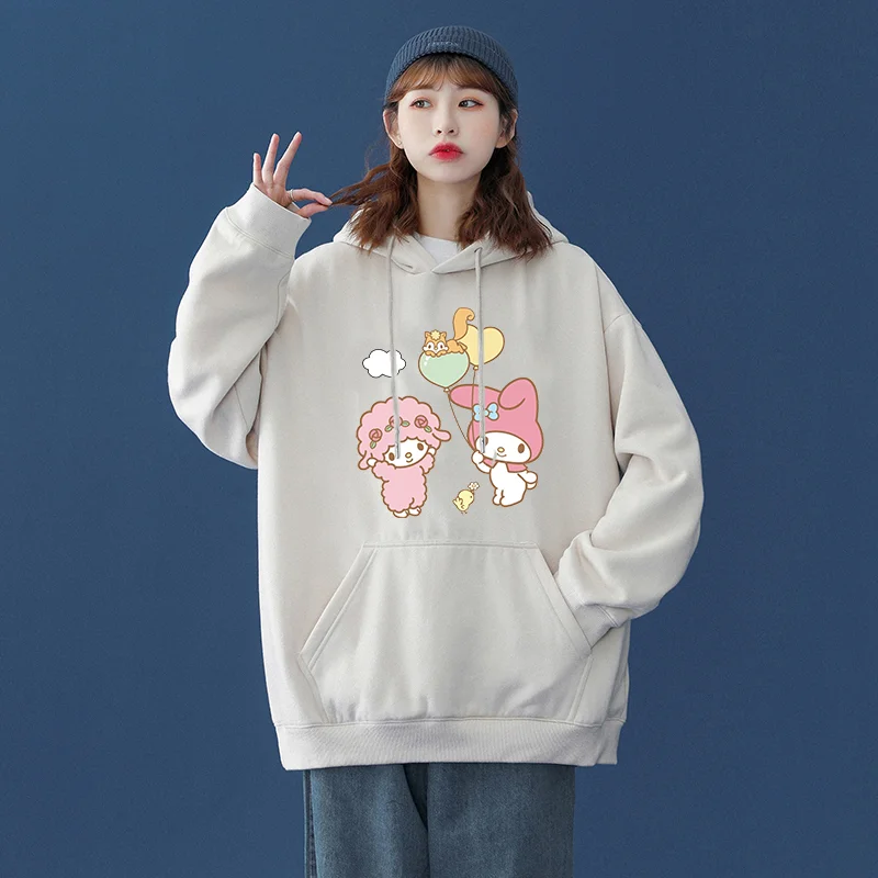 Sanrio My sweet piano Men's and Women's Hoodie Casual Street Clothing Long sleeved Sweatshirt Boys and Girls Autumn Top Coat